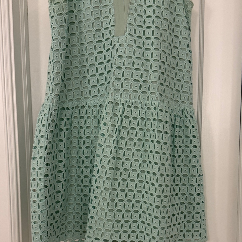 Mint Green Sleeveless Eyelet Dress - Picture 3 of 6